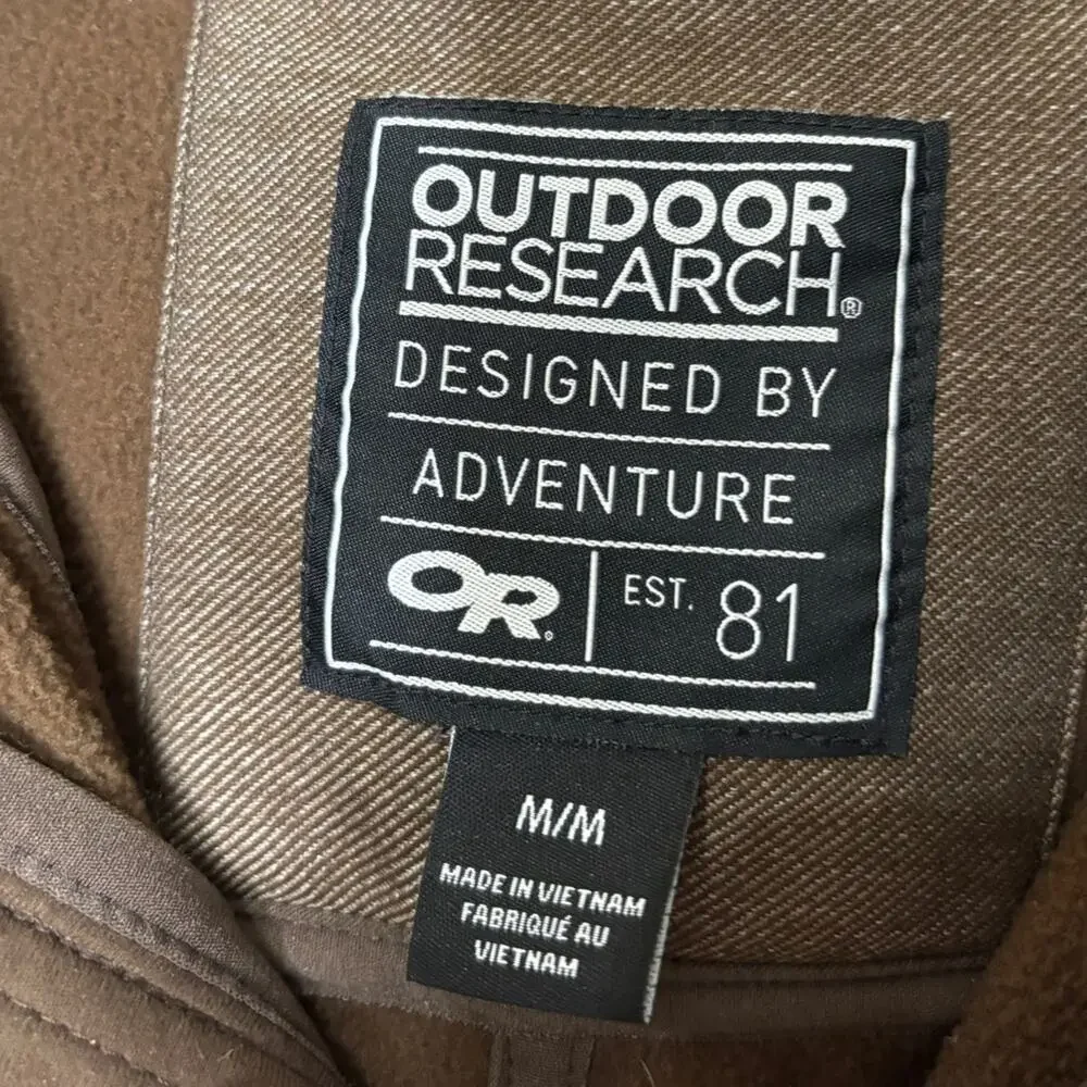 Outdoor Resesrch Men’s Oberland Hooded Soft Shell Jacket Fleece Lined Brown M